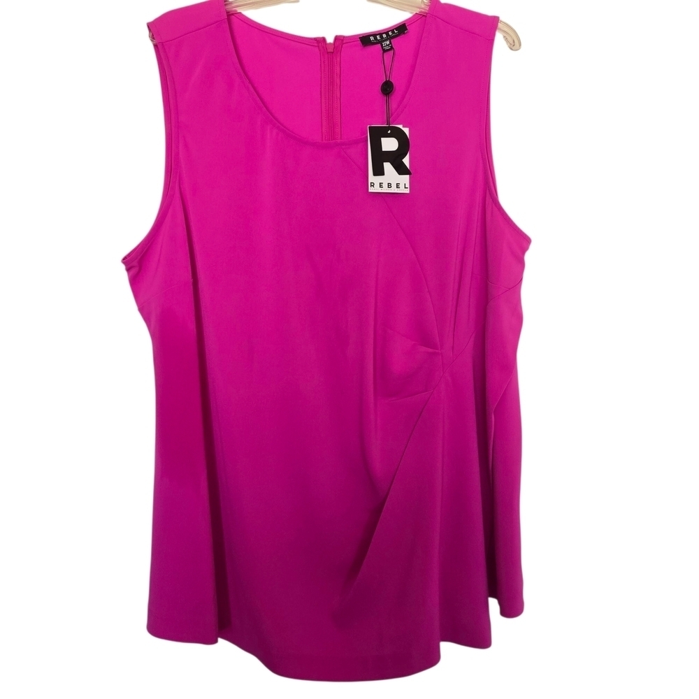NWT Rebel Wilson Women's Vibrant Hot Pink Sleeveless Blouse Top